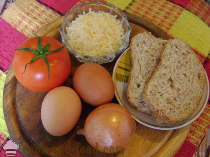 Kódolt olasz -, hogyan kell főzni rántotta paradicsommal, sajttal és kenyér, egy lépésről lépésre recept fotók