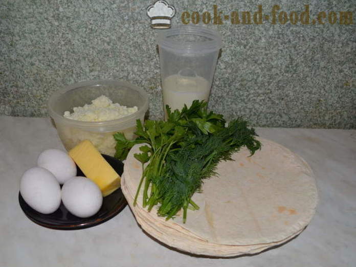 Pie pita kenyér sajttal sütőben - hogyan kell főzni egy pite pita sajttal és gyógynövények, a lépésről lépésre recept fotók