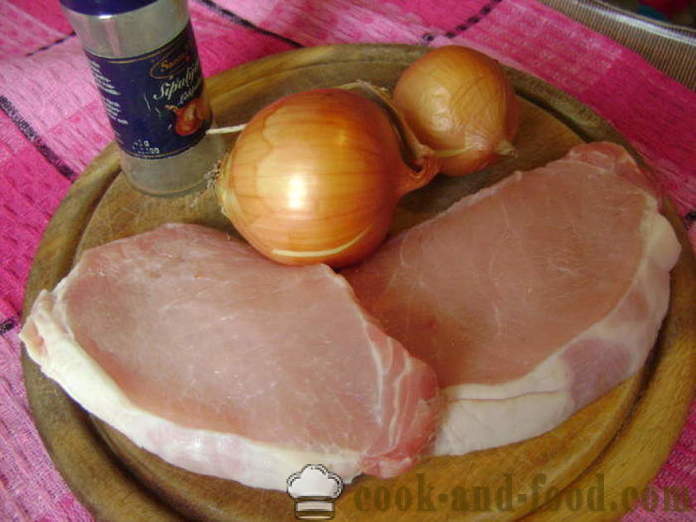 Sertés szelet hagymás - hogyan kell főzni szelet sertéshús, a lépésről lépésre recept fotók