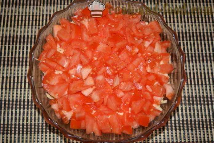 Saláta rák botok, paradicsom, sajt és tojás -, hogyan kell főzni egy finom saláta rák botok, lépésről lépésre recept fotók