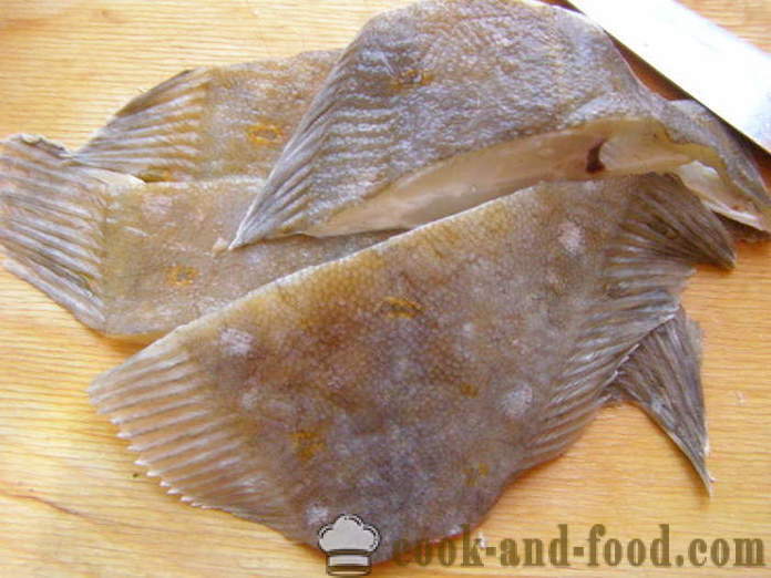 Lepényhal sült egy serpenyőben zöldségek és paradicsomszósszal - hogyan kell főzni sült lepényhal filé, lépésről lépésre recept fotók