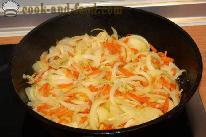 Finom köret a rizs sárgarépa, hagyma és fokhagyma - hogyan kell főzni egy finom köret a rizs, a lépésről lépésre recept fotók