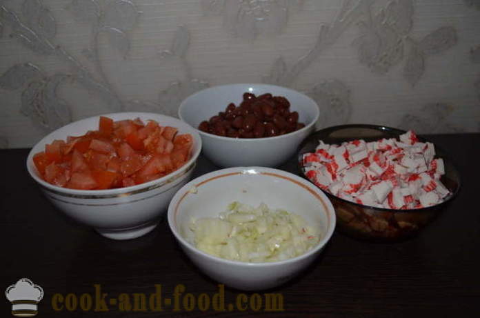 Egyszerű saláta vörös bab paradicsom -, hogyan kell elkészíteni egy saláta vörös bab, lépésről lépésre recept fotók