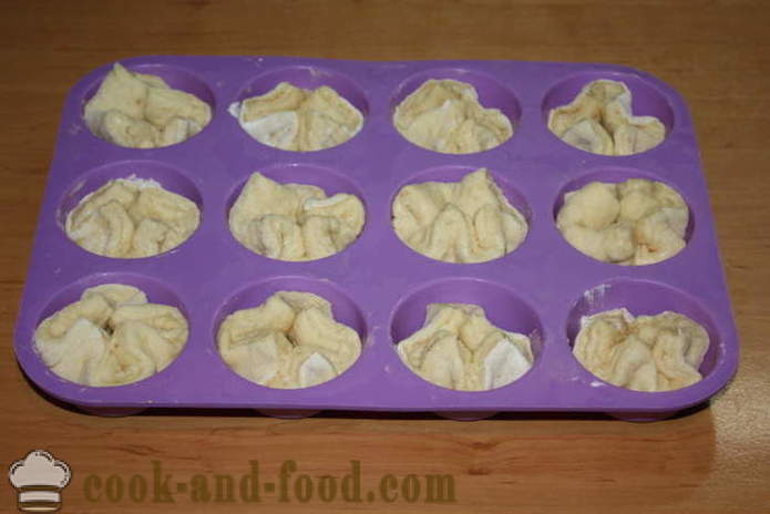 Puffmaffiny - puff sütemények, hogyan lehet tekercsben Leveles kelt tésztából, lépésről lépésre recept fotók