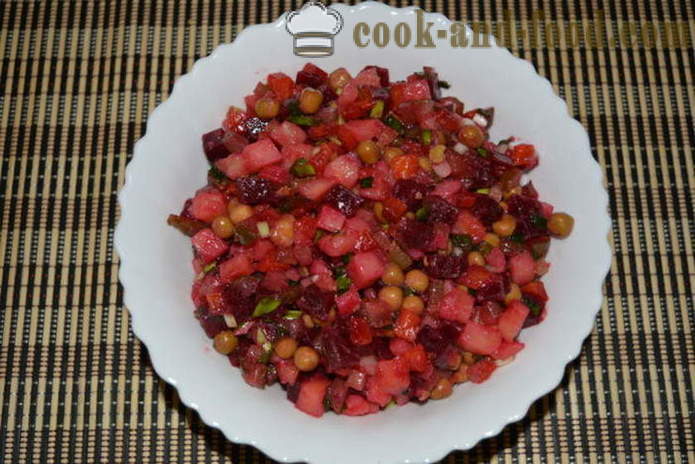 Vinaigrette a multivarka borsó, uborka -, hogyan kell főzni saláta multivarka, lépésről lépésre recept fotók