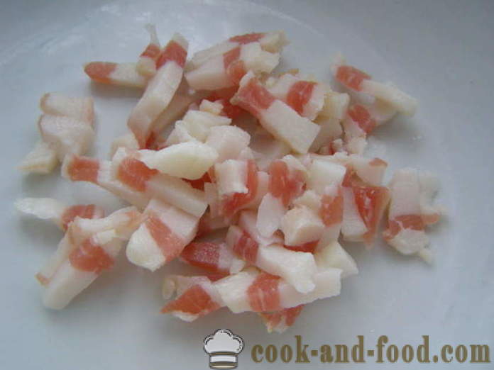 Gyors saláta szalonna -, hogyan lehet gyorsan és ízletes saláta, lépésről lépésre recept fotók