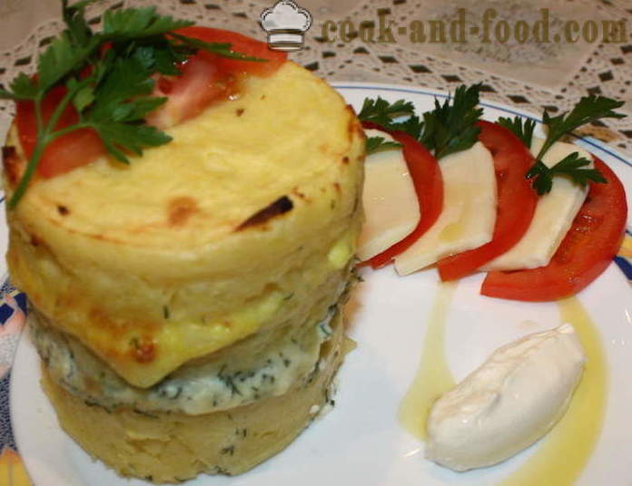 Réteg burgonya sült sajttal kemencében - mint sült krumpli sajttal sütőben, a lépésről lépésre recept fotók
