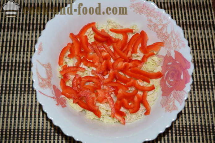 Saláta kínai kel, paradicsom és paprika -, hogyan kell elkészíteni a saláta kínai kel, egy lépésről lépésre recept fotók