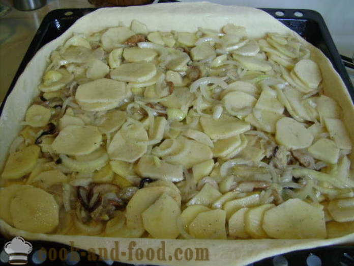 Élesztő pite burgonya és gomba - hogyan kell főzni egy pite gombával és burgonyával, lépésről lépésre recept fotók