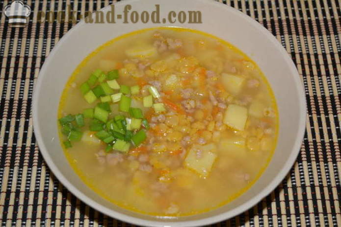 Borsó leves hússal -, hogyan kell főzni borsó leves multivarka gyorsan, lépésről lépésre recept fotók