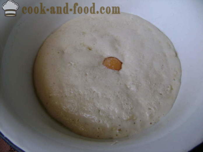 Kelt tészta sült piték tejjel -, hogyan kell elkészíteni a kelt tészta a pitét, sült, egy lépésről lépésre recept fotók
