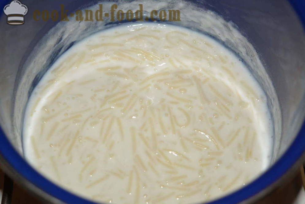 Tej cérnametélt a gyerekek - hogyan sört tejet tésztát a serpenyőben, lépésről lépésre recept fotók