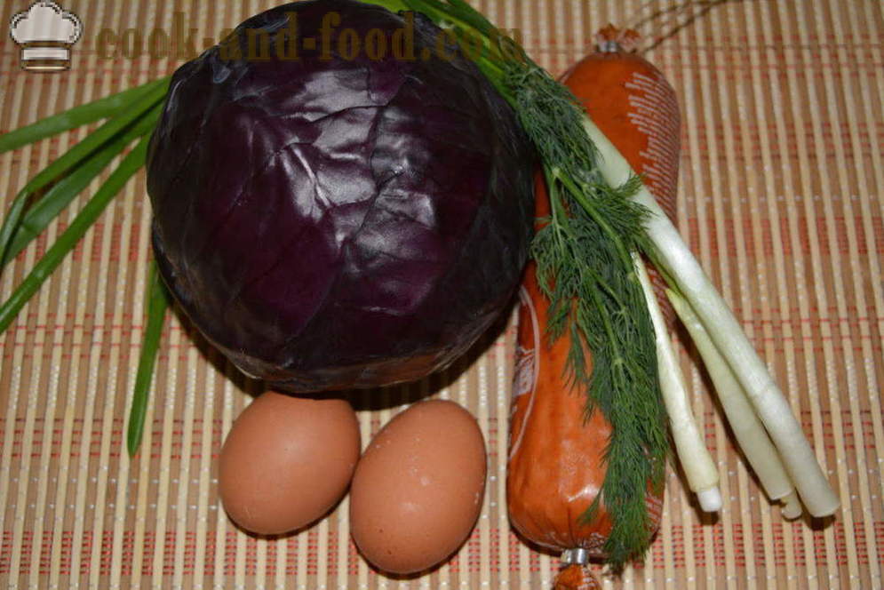 Egyszerű saláta vörös káposzta, majonézes -, hogyan kell elkészíteni a saláta vörös káposzta, lépésről lépésre recept fotók