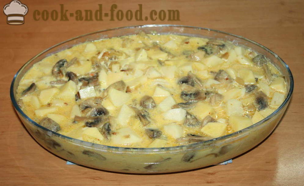 Sült burgonya gombával, tejszínes mártásban - hogyan kell főzni a burgonyát gombával a sütőben, a lépésről lépésre recept fotók