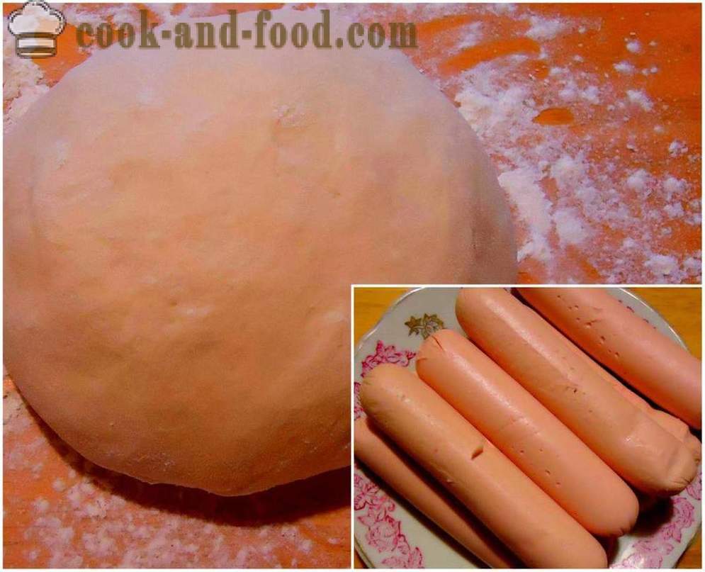 Kolbász tésztában sült skovorode- hogyan kolbász tészta otthon, lépésről lépésre recept fotók