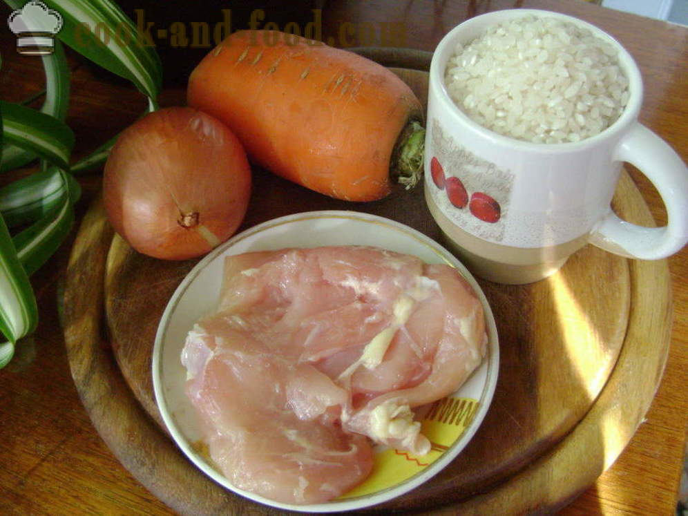 Pilaf csirke serpenyőben -, hogyan kell főzni rizottó, csirke, lépésről lépésre recept fotók