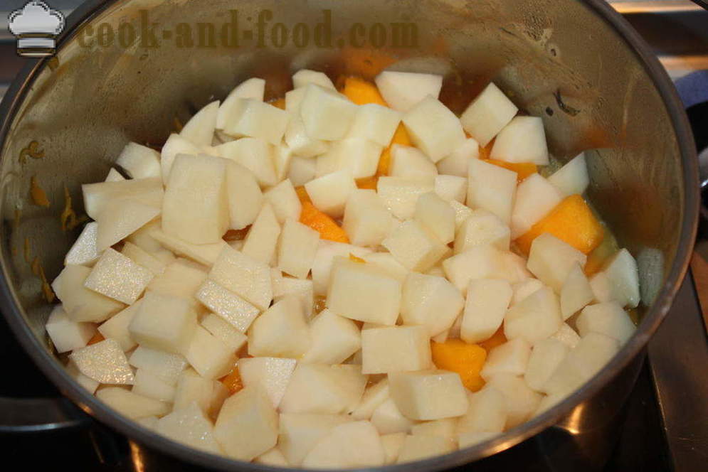 Cream tök húsgombóccal - hogyan kell főzni levest püré tök, lépésről lépésre recept fotók