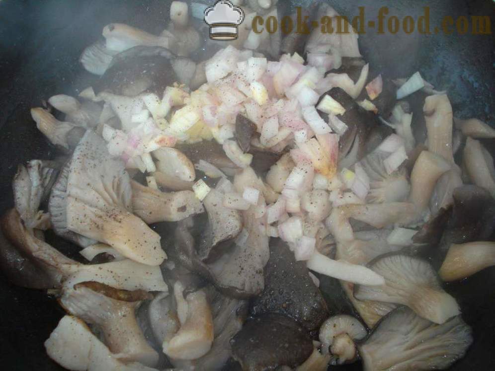 Laskagomba sült hagymával és fűszerekkel - hogyan kell főzni sült laskagomba, lépésről lépésre recept fotók