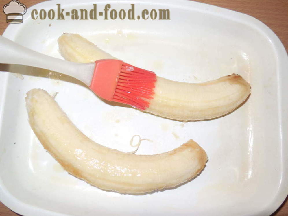 Banán kemencében sült dióval és cukorral - mint sült banán a sütőben desszert, lépésről lépésre recept fotók