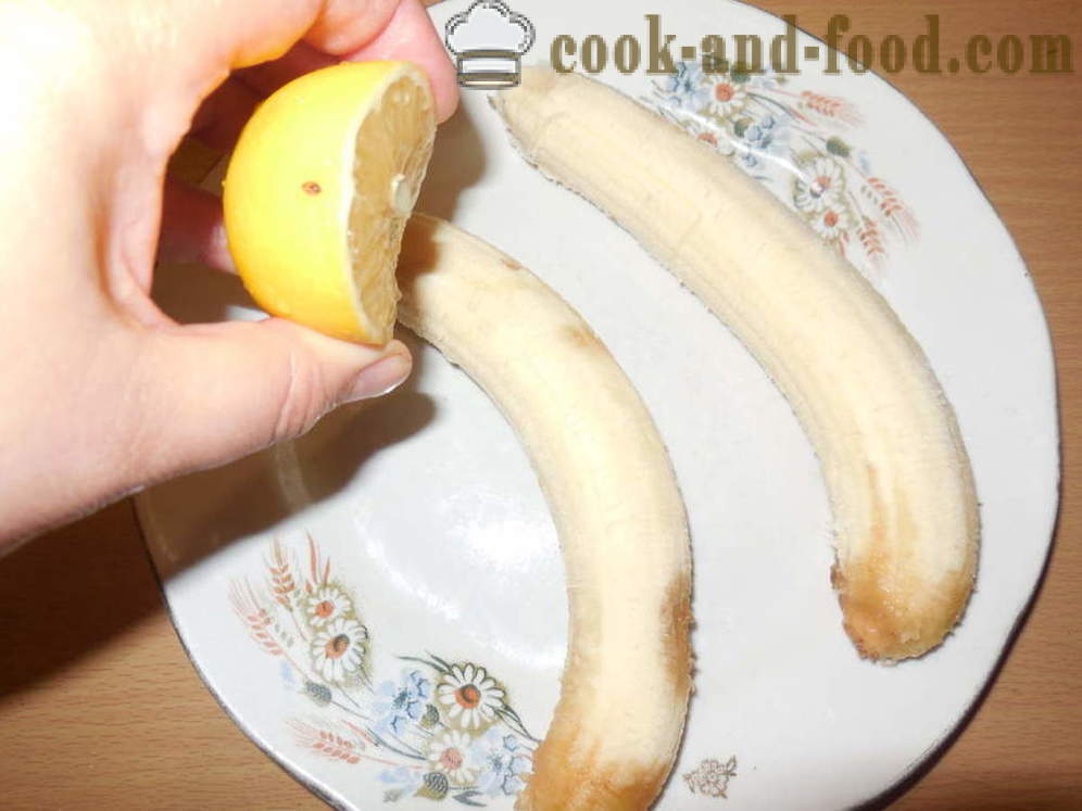 Banán kemencében sült dióval és cukorral - mint sült banán a sütőben desszert, lépésről lépésre recept fotók