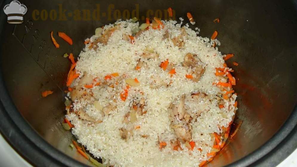 Pilaf nyúl multivarka - hogyan kell főzni rizottó nyúl multivarka, lépésről lépésre recept fotók