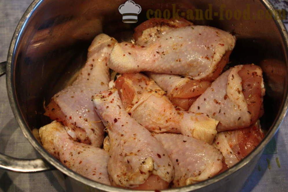Ropogós csirkecomb tésztában - mint sütés csirkecombokat pán-lépésre recept fotók