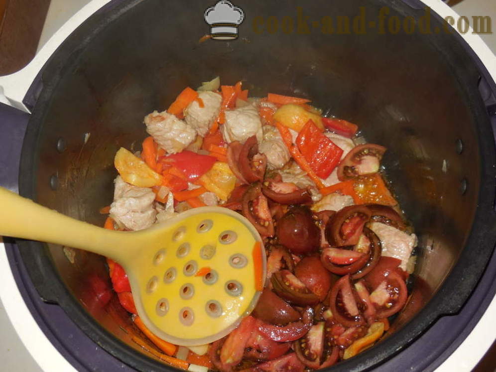 Sült burgonya hús és zöldségek - hogyan kell főzni egy pörkölt burgonya hússal multivarka, lépésről lépésre recept fotók