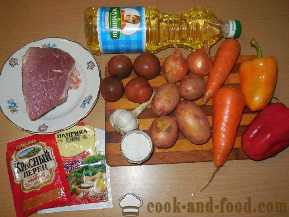 Sült burgonya hús és zöldségek - hogyan kell főzni egy pörkölt burgonya hússal multivarka, lépésről lépésre recept fotók
