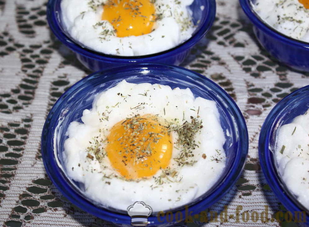 Szokatlan tojás sajttal Dobozos -, hogyan kell főzni rántotta a sütőben, a lépésről lépésre recept fotók