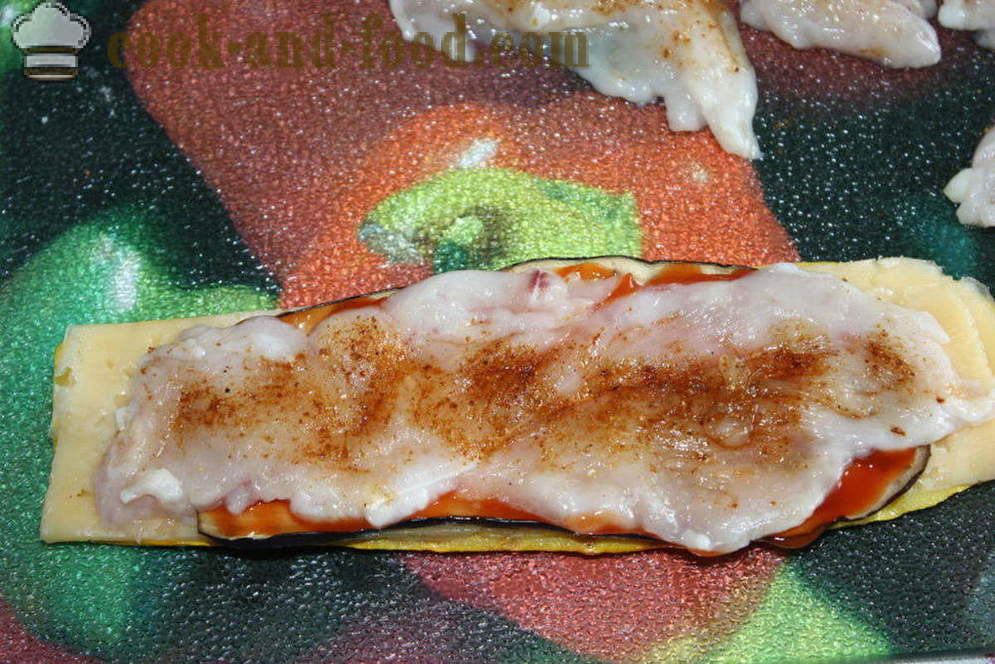 Rolls padlizsán és a cukkini csirke és sajt - hogyan tekercs padlizsán a sütőben, a lépésről lépésre recept fotók