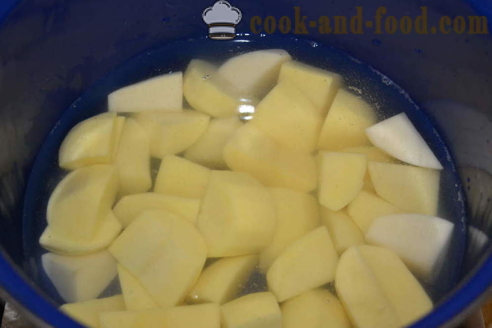Burgonyapürével tej és a vaj csomómentes - hogyan kell főzni egy finom burgonyapürével, lépésről lépésre recept fotók