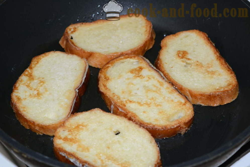 Édes kenyér pirítós tojást és a tejet egy serpenyőben - hogyan kell egy vekni pirítós egy serpenyő, egy lépésről lépésre recept fotók
