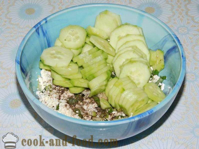 Paraszt saláta sajt, uborka és paradicsom ebéd vagy vacsora - hogyan kell elkészíteni saláta sajt, recept fotó