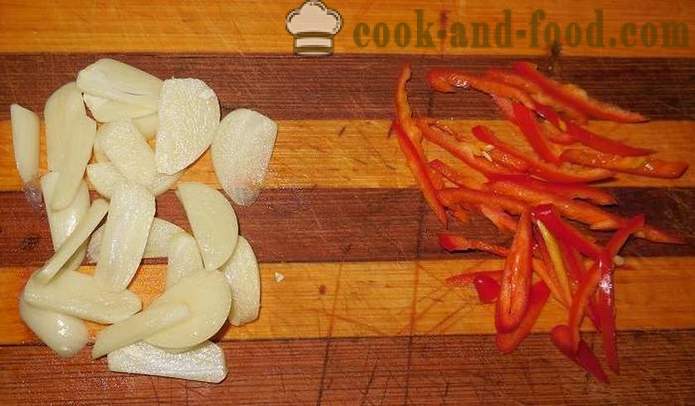 Sült uborka paprika, fokhagyma és a szezámmag, hogyan kell főzni sült uborka - lépésről lépésre recept fotók