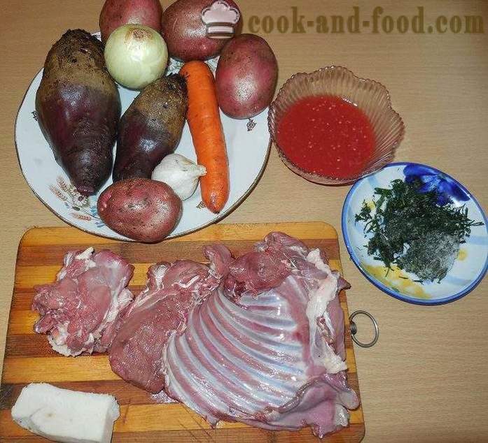 Classic, forró levest cékla leves hússal - hogyan kell főzni a cékla leves, lépésről lépésre recept fotók