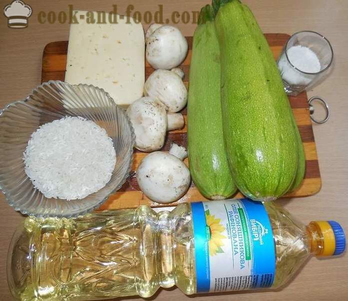 Cukkini kemencében sült darált hús: rizs gombával és sajttal - hogyan kell főzni töltött cukkini a sütőben, a lépésről lépésre recept fotók