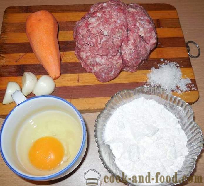 Finom pogácsákat darált hús: sertés, marha, a sárgarépát és a fokhagymát - hogyan kell főzni szelet húst, lépésről lépésre recept fotók
