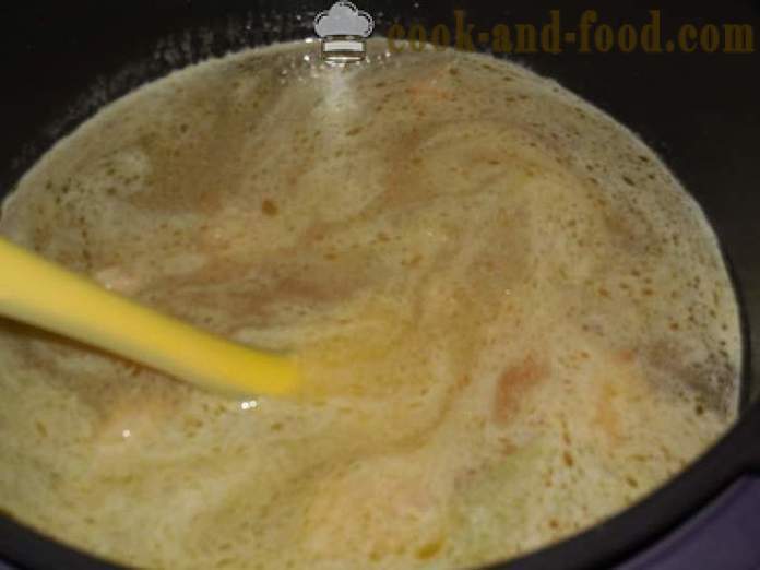 Borsó leves multivarka, hús és füstölt kolbász -, hogyan kell főzni borsóleves - lépésről lépésre recept fotók