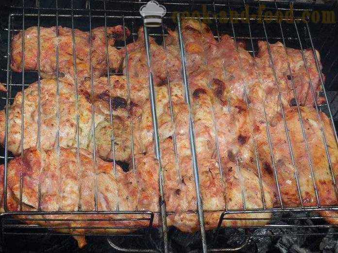 Grill csirke a grill - ízletes és zamatos nyárs csirke paradicsomos mártással - lépésről lépésre recept fotók