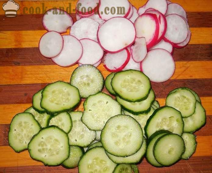 Egyszerű és finom tavaszi saláta káposzta, retek és uborka, majonéz nélkül - hogyan lehet egy tavaszi saláta egy lépésről lépésre recept fotók