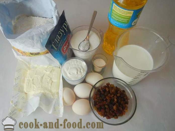 Egyszerű és finom húsvéti mazsolás a tej - lépésről lépésre recept fotókkal, hogyan kell sütni húsvét otthon