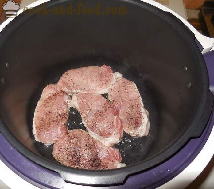 Juicy sertésszelet hagymás - hogyan kell főzni egy finom steak multivarka - lépésről lépésre recept fotók