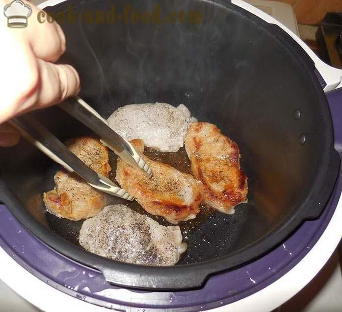 Juicy sertésszelet hagymás - hogyan kell főzni egy finom steak multivarka - lépésről lépésre recept fotók