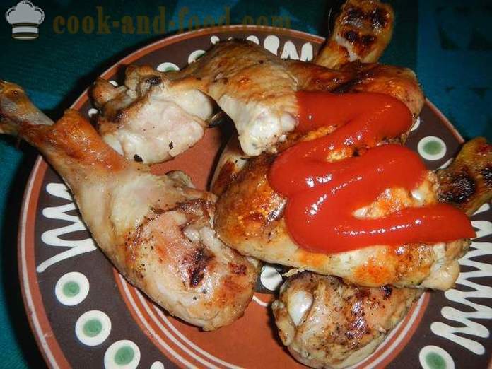 Sült csirke a grill - milyen finom sült csirke a grill, a recept egy fotót.