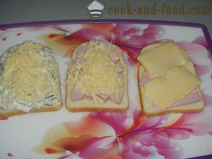 Egyszerű receptek meleg szendvicsek sajttal és kolbásszal sietve