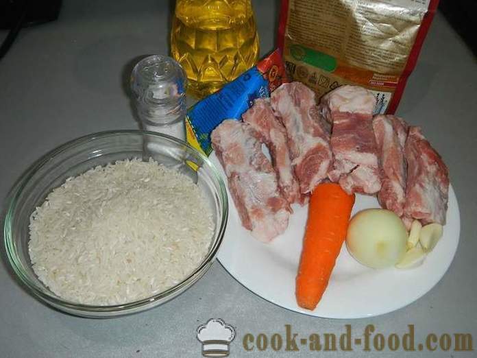 A sertéshús és ropogós rizs multivarka - hogyan kell főzni rizs hús multivarka, lépésről lépésre recept fotókkal.