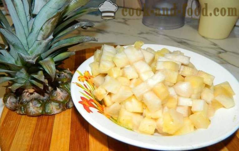 Ünnepi saláta ananász és rák botok - ízletes és egyszerű, lépésről lépésre recept fotók