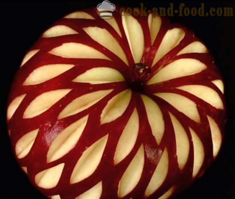 Gyümölcs dekoráció ételek, sütemény, asztal, vagy faragott ki egy almát egy fotó, videó