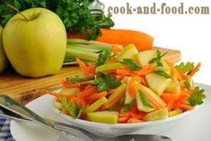Saláta alma, zeller és sárgarépa, „fűszeres”, egy recept egy fotó