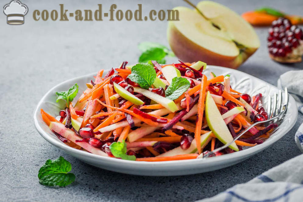 Vitaminokban gazdag ételek: 5 saláta receptek cékla és a sárgarépa - videó receptek otthon